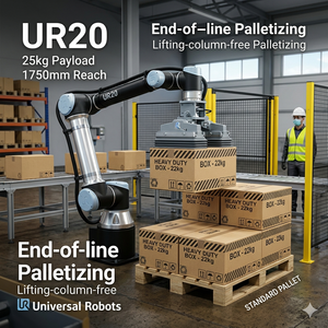 Brazo Robótico de Paletización UR20 de Alta Eficiencia, 25 kg de Carga Útil, 6 Ejes, Robot Colaborativo para Apilado de Cajas Pesadas con Pinza de Vacío, 25 kg - Product Image 1