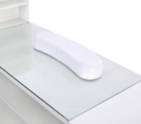 Table de manucure moderne pour techniciennes avec plateau en verre et repose-poignet, bureau de beauté pour salon avec dépoussiéreur, salon