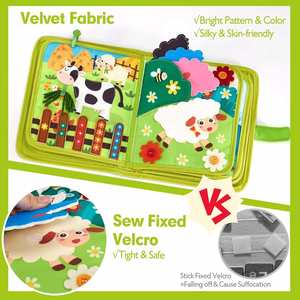Libros de fieltro personalizados por el fabricante: Granja de animales, tablero de actividades para bebés, libros de aprendizaje temprano para educación infantil - Product Image 3