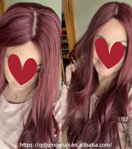 Topper de <span class=keywords><strong>cheveux</strong></span> naturels avec dentelle HD invisible, effet cuir chevelu naturel, raie au milieu, résistant à la chaleur, rouge bordeaux, pour femme, usage quotidien et soirées - Product Image 6