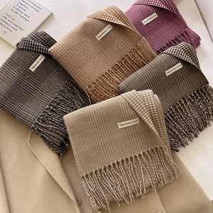 Bufanda a cuadros clásica de estilo coreano de lujo de alta calidad <span class=keywords><strong>para</strong></span> mujer, bufanda cálida gruesa de otoño e invierno <span class=keywords><strong>para</strong></span> <span class=keywords><strong>parejas</strong></span> que combinan con todo - Product Image 6