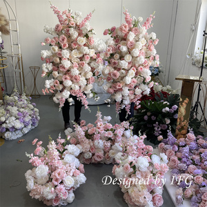 IFG Élégant Artisanat Rose Rose Fleurs et Verdure Arc Floral pour Décor de Scène de Fête de Mariage - Product Image 6