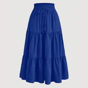 I-0777 <span class=keywords><strong>Falda</strong></span> Midi Bohemio Europeo-Americano de Verano al por Mayor, <span class=keywords><strong>Falda</strong></span> Elegante de Dama con <span class=keywords><strong>Capas</strong></span> y Corte en A Fluida - Product Image 4