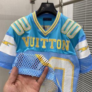 Manufacturer Wholesale Men <b>Top</b> Mesh Patchwork Quick Dry Cotton Polyester Fabric Rugby T Shirt Football T-Shirt for Men - Product Image 3