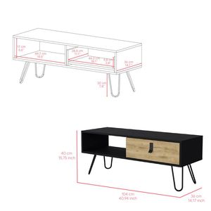 Table à thé Magness DB noire/macadamia en verre trempé carré de style ferme pour l'entrée de meubles de maison et la salle de sport - Product Image 3