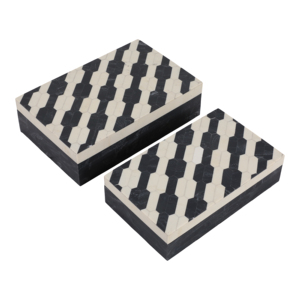 Scatola Decorativa con Motivo a Catena Geometrica, Contenitore Moderno in Resina e Legno con Coperchio per Gioielli e Arredamento Casa - Product Image 1