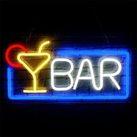 Enseigne néon LED personnalisée pour bar à cocktails, verre à martini, bar, pub, salle Tiki, décoration murale intérieure, à intensité variable USB, publicité commerciale
