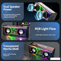 Mini-enceinte sans fil transparente Mecha Small Cannon 5.3 avec RGB, carte enfichable, audio portable de bureau, subwoofer puissant