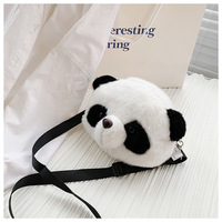 Vente en gros de sac à bandoulière mignon panda, peluche super douce pour fille coréenne, sac à bandoulière en forme de cœur, poupée d'animaux de dessin animé et portefeuille zéro