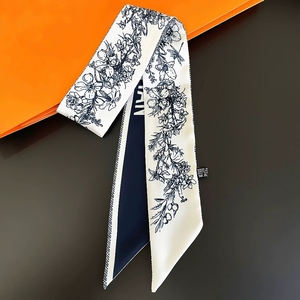 Factory OEM ODM Custom Designer Twill Silk Ribbon Scarf Digital Printed Imitation Silk Scarf for Women <strong>Head</strong> Handbag Hair <strong>Wraps</strong> - Product Image 3