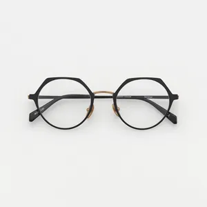High Quality Custom Supplier Vintage Polygon Spectacle Frames Optical Eye Glasses Frames Titanium Eyewear Frame