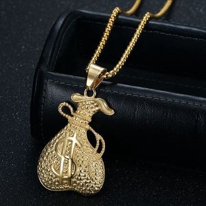 Yunnique-collar con colgante de bolsa de dinero de acero inoxidable con signo de dólar, joyería unisex de Hip Hop, diseño geométrico DZ029 - Product Image 1