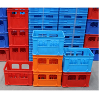 Caisse en plastique HDPE solide SHUNMEI, couleur personnalisée pour 24 bouteilles de vin, de boissons, de bière, style boîte, durable, empilable, personnalisable