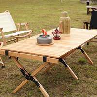 Table de Camping en bois de pin Table de rouleau d'oeufs Portable pliable en plein air