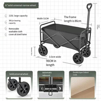 Chariot utilitaire pliable réglable et robuste pour camping en plein air, plage, pique-nique