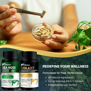 2 pak Biokom OEM harga grosir semua dalam 1 suplemen Shilajit singa laut lumut kapsul laut lumut kapsul Shilajit - Product Image 3