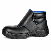 Bottes de sécurité de soudage mi-montantes antistatiques résistantes à la chaleur, avec embout en acier et protection anti-perforation, en cuir pleine fleur, pour usage industriel