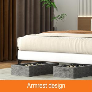 Closet Large Shoe <b>Box</b> <b>Storage</b> Containers with Metal Frame Foldable Linen Fabric Shoe <b>Storage</b> <b>Bins</b> - Product Image 4