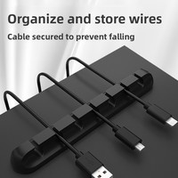 Clips organisateurs de câbles en silicone flexibles et réutilisables à 1-5 trous pour la gestion de divers câbles, noirs, auto-adhésifs pour câbles de données