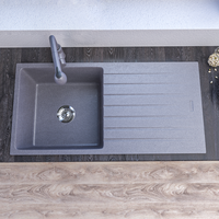 Plan de travail de cuisine en dalle de quartz de grande taille, évier à cuve unique avec installation au-dessus du comptoir, design moderne, garantie de 5 ans