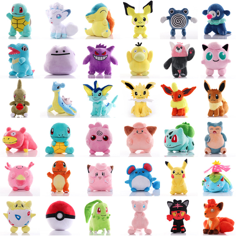 Toutes les séries Poke'mon cartoon anime peluche poupée Pikachu Miao grenouille graine Jenny Turtle Charmander peluche jouet attraper poupée cadeau pour les enfants