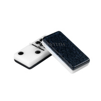 Jeu de dominos à dos noir acrylique bicolore Glliter Double Nine 9 blocs de dominos avec spinner argenté