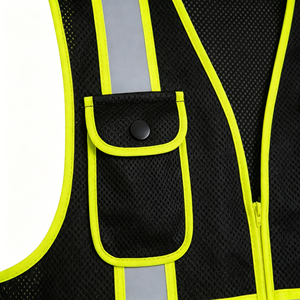 Black Adjustable Cart Attendant Safety Vest One Size Fit All Worker Reflective Clothing - Product Image 5