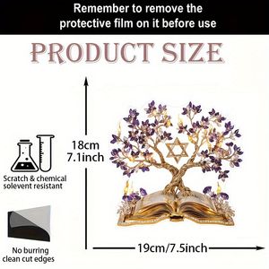 Élégante décoration d'arbre du Ramadan en acrylique avec base en forme de livre ouvert et embellissement étoile dorée pour une ambiance festive et spirituelle du Ramadan - Product Image 4