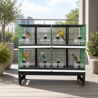 Cage d'élevage d'oiseaux séparable, facile à nettoyer, antirouille, double volière en fil de fer, métal vert, vente directe usine OEM