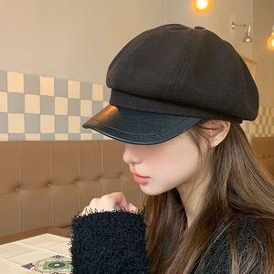 Béret polyvalent en PU de style coréen pour femme, automne/hiver, octogonal, flatteur pour le visage, décontracté, vintage, style britannique, casquette de gavroche, casquette de <span class=keywords><strong>peintre</strong></span> - Product Image 4