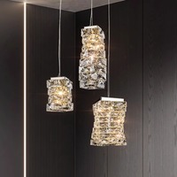 Lustre de plafond LED en cristal de luxe, luminaire suspendu créatif pour salon, lampe rectangulaire suspendue, luminaire de cuisine