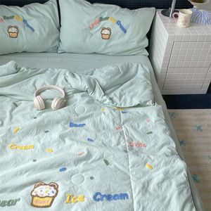 <span class=keywords><strong>Limeng</strong></span> ชุดผ้านวมลายการ์ตูนน่ารักสำหรับฤดูร้อน, ชุดผ้าห่มผ้าฝ้ายซักสี่ชิ้นเครื่องปรับอากาศไอศครีมเย็นมัทฉะแรงบันดาลใจ - Product Image 5