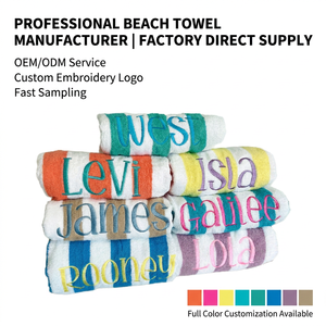 <span class=keywords><strong>Serviette</strong></span> <span class=keywords><strong>de</strong></span> <span class=keywords><strong>plage</strong></span> en coton à rayures colorées, logo brodé personnalisé, séchage rapide, pour hôtel - Product Image 1