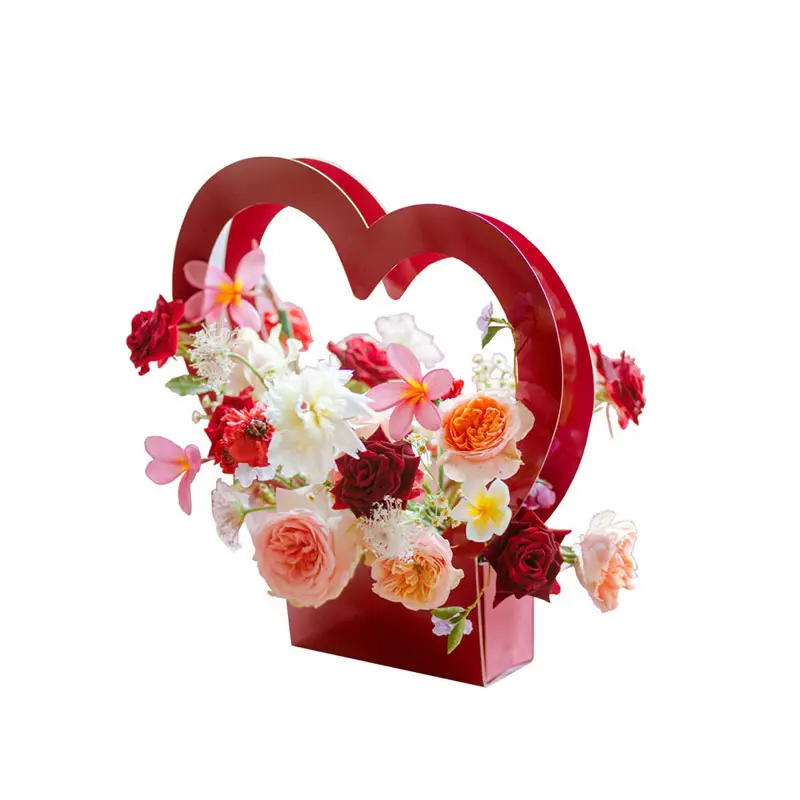 Toptan kalp şeklinde kağit kutu ambalaj çiçek bitkiler kolye hediye takı kağit kutu