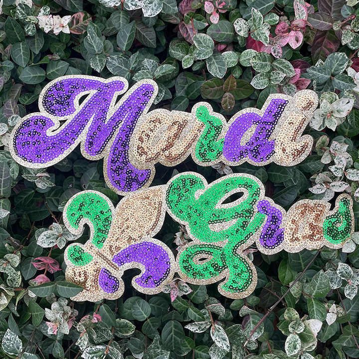 mardi gras sequin iron on patch