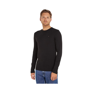 T-shirt à manches longues pour homme en jean, 100 % coton original 240 g, uni, anti-plis, respirant, décontracté - Product Image 1