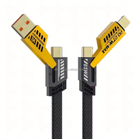 Câble de données USB Type-C multifonction 4-en-1 en cuivre pur, nylon, charge rapide 120W, garantie 5 ans, blindage tressé pour ordinateur