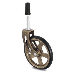 Ruota girevole Camarena con bordo in gomma, D105 EC bronzo, max. 10 kg. Con fissaggio a perno. H123. - Product Image 1