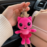 Porte-clés en peluche chat rose mignon, animal en peluche doux, breloque pour sac à dos, sac à main, clés, mini pendentif Kawaii, cadeau, poupées en peluche