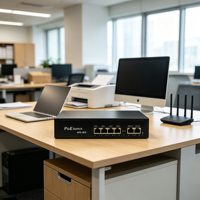 Switch PoE AI de 8 Puertos 10/100Mbps, 2 Uplink, Protección contra Rayos de 6KV, Extensión de 250m, BT60W, IEEE 802.3af/at, QoS, Apilable, para Cámaras IP CCTV