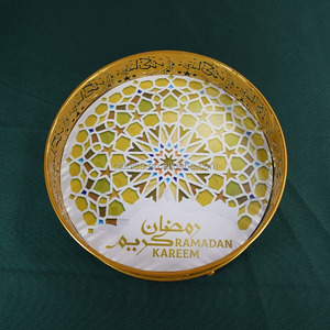 Bonito <span class=keywords><strong>2022</strong></span> personalizado Ramadán Eid bandeja para servir comida musulmana Ramadán bandeja Matel bandeja Ramadán suministros de decoración - Product Image 5