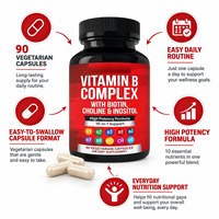 Mélange complet de vitamines B végétaliennes 8-en-1, 90 capsules végétariennes pour l'énergie, le métabolisme, le système nerveux et la santé cellulaire des adultes