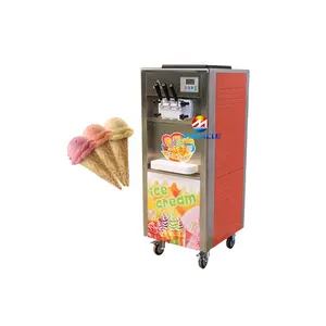 Máquina de helados de escritorio a pequeña escala de 3 sabores, Mini máquina de helados automática eléctrica para el hogar