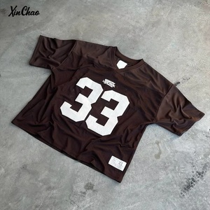 Camisetas Personalizadas con Cuello en <span class=keywords><strong>V</strong></span>, Estampado Puff, Estilo Deportivo, para Fútbol, Béisbol, Baloncesto, para Hombre, 100% Algodón Transpirable - Product Image 3