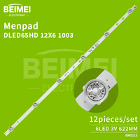 Bande de rétroéclairage LED DLED65HD 12X6 1003 Bandes LED pour Menpad 65C9 6LED 6V 12 pièces/ensemble Lumières pour téléviseur LCD Rétroéclairage LED