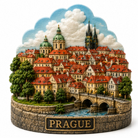 Estatua en Miniatura de Resina del Horizonte de Praga, Puente Carlos, Iglesia de Tyn, Modelo de Paisaje, Recuerdo Turístico de la República Checa