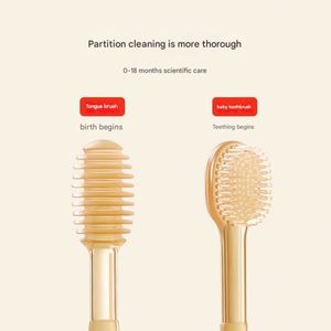Ensemble brosse à dents et brosse à langue pour bébé de qualité alimentaire, jouet de dentition souple à tenir avec couvercle anti-poussière, pour l'apprentissage et la protection des tout-petits - Product Image 2