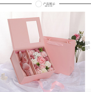 Valentine's day flower gift box custom wedding companion hand gift window rose gift box eternal flower box packaging