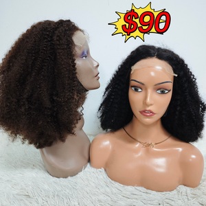 โปรโมชั่น 90$ Letsfly วิกผมลูกไม้แบบไม่ต้องใช้กาว 5x5  ความหนาแน่น 250% ทรง Afro Curly SDD # วิกผมแท้ 100% สีดำธรรมชาติ 2 ชิ้น ขนาด 16 นิ้ว ใช้งานง่าย - Product Image 1