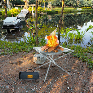 Estufa de Carbón Portátil de Acero Inoxidable STARCAMP con Soporte para Herramientas, 16.5x13 Pulgadas, para Acampar al Aire Libre - Product Image 1